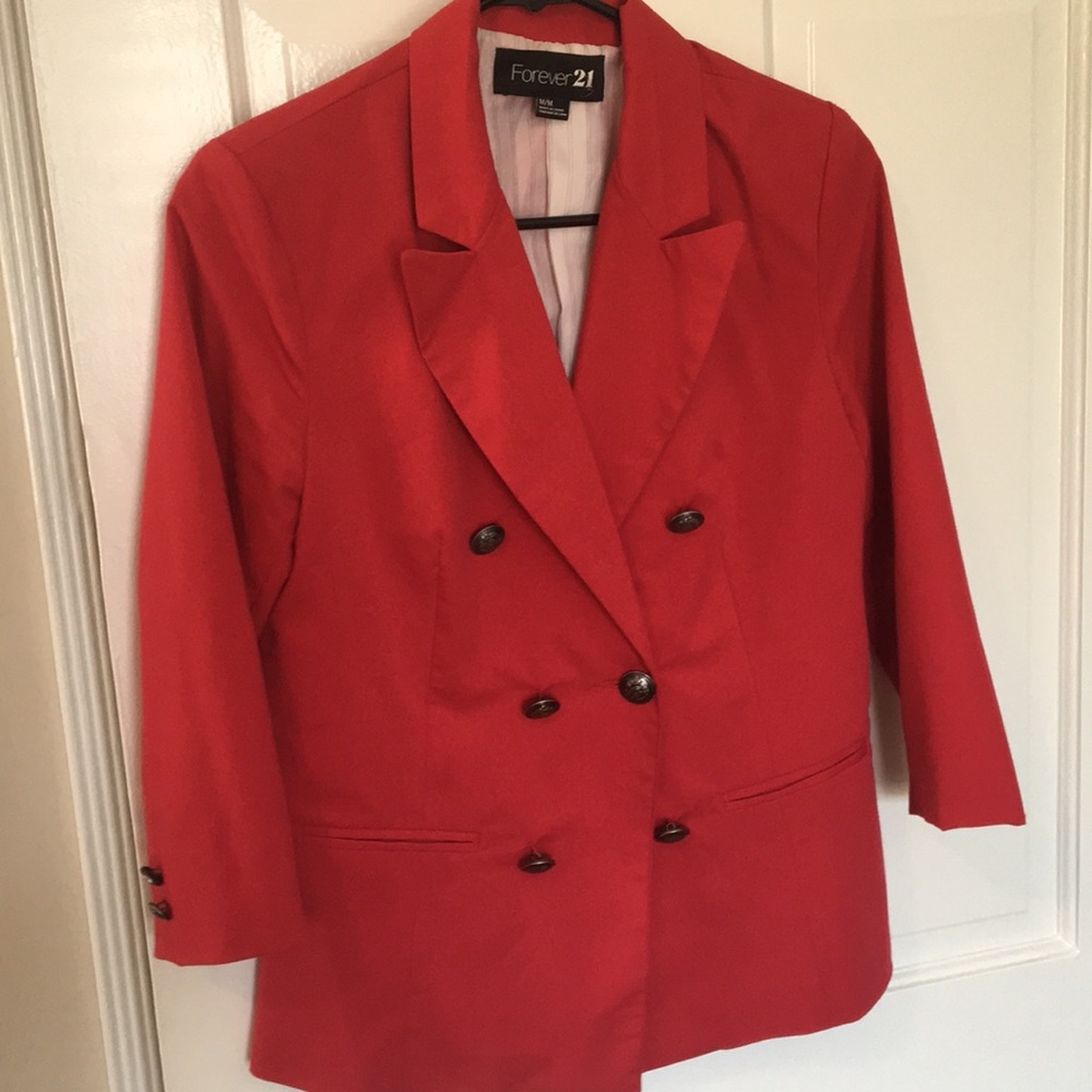 Forever 21 Red Blazer with Buttons Sz M